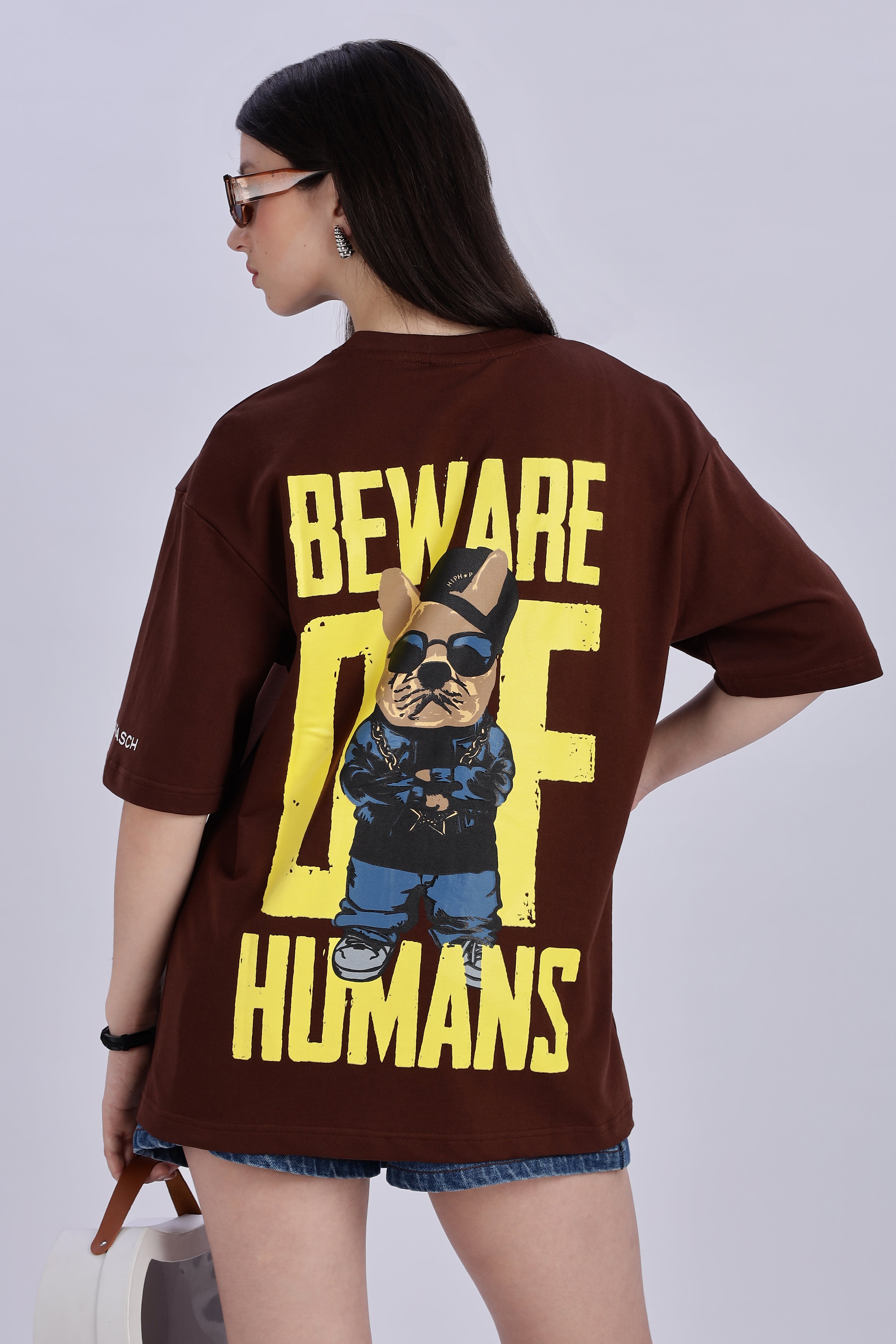 Beware of Humans - Brown- Unisex- Oversized