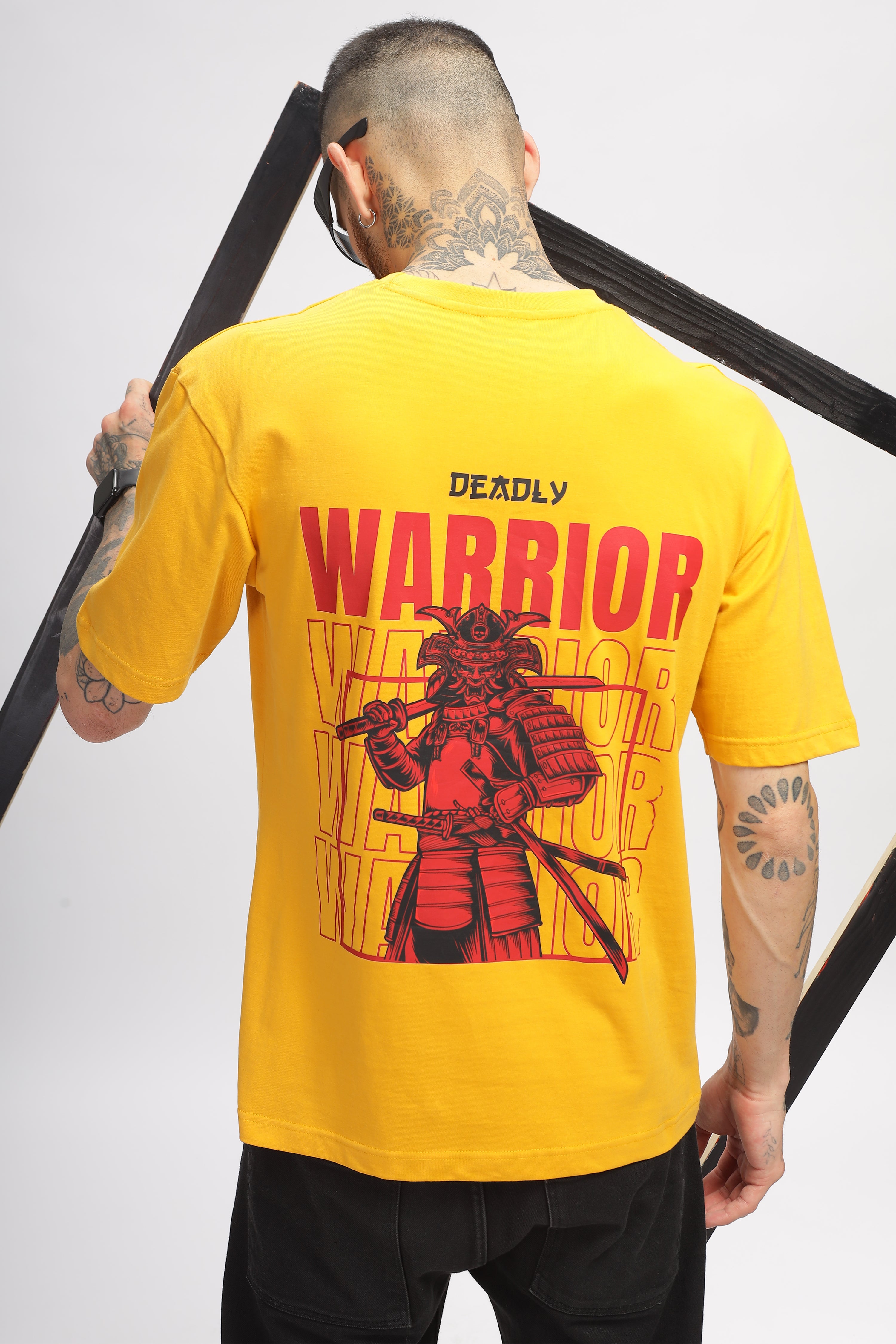 Printed Oversized Unisex T-shirt| Warrior - Lemon Chrome