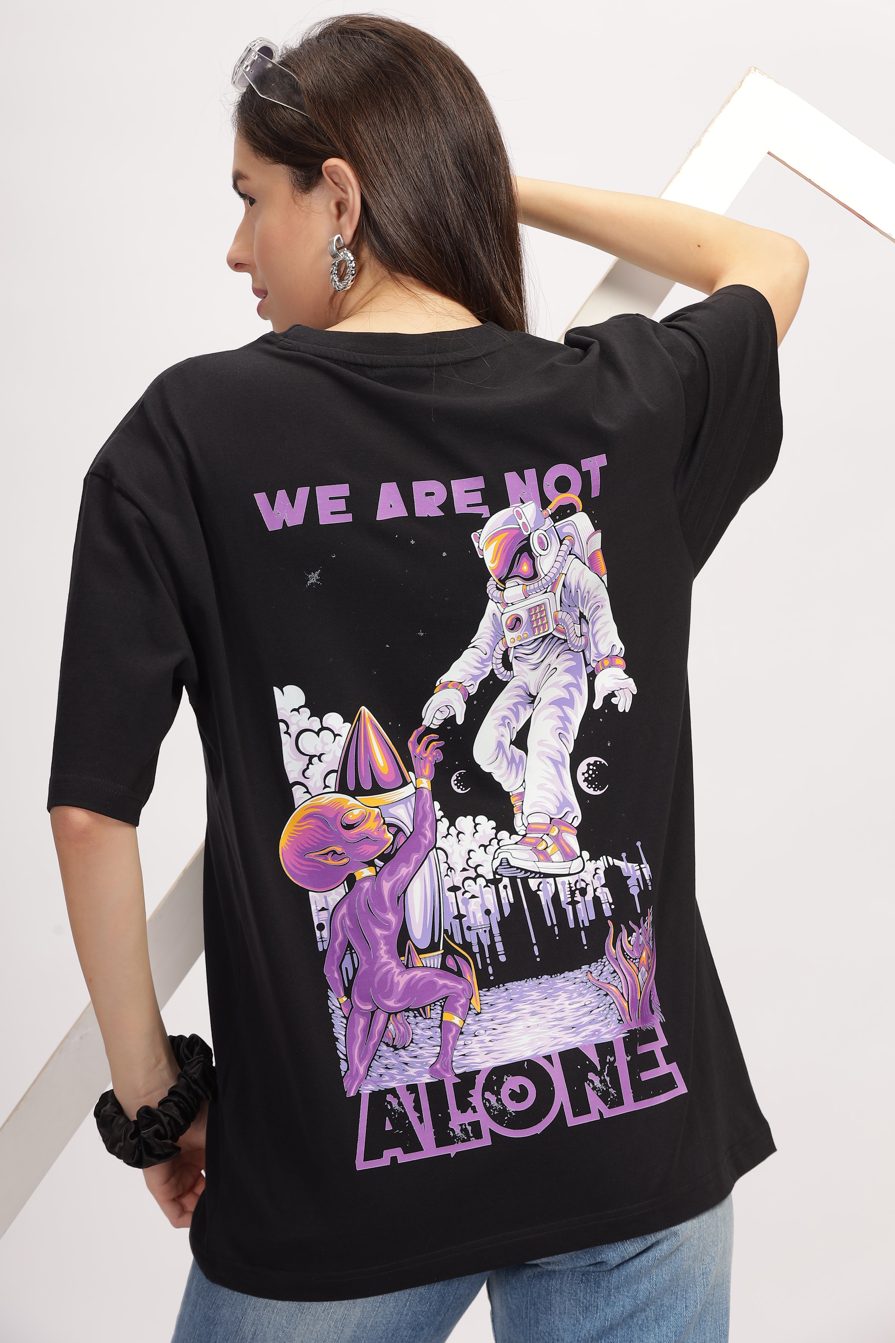 We are Not Alone -Oversized- Black-Unisex T-shirt