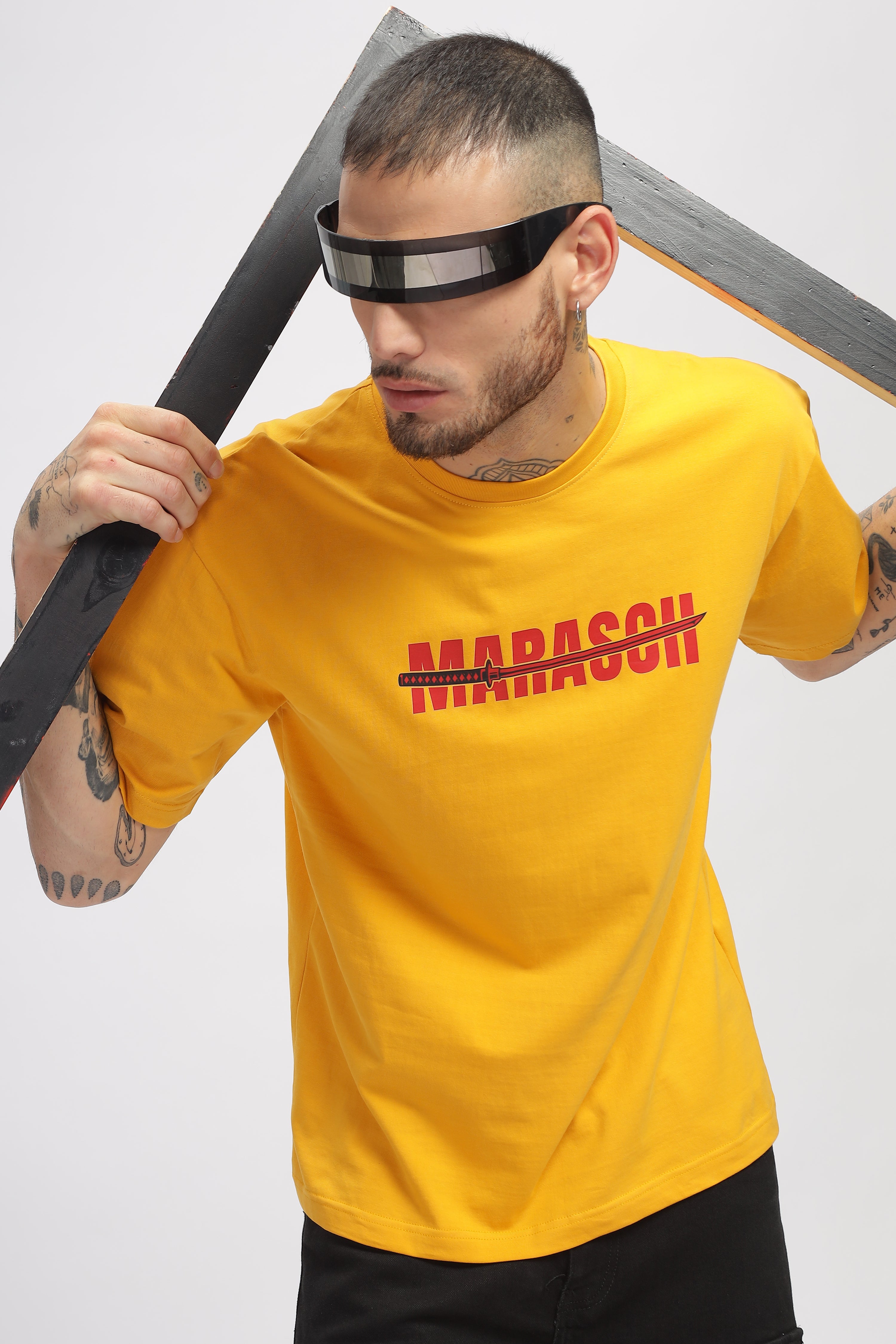 Printed Oversized Unisex T-shirt| Warrior - Lemon Chrome