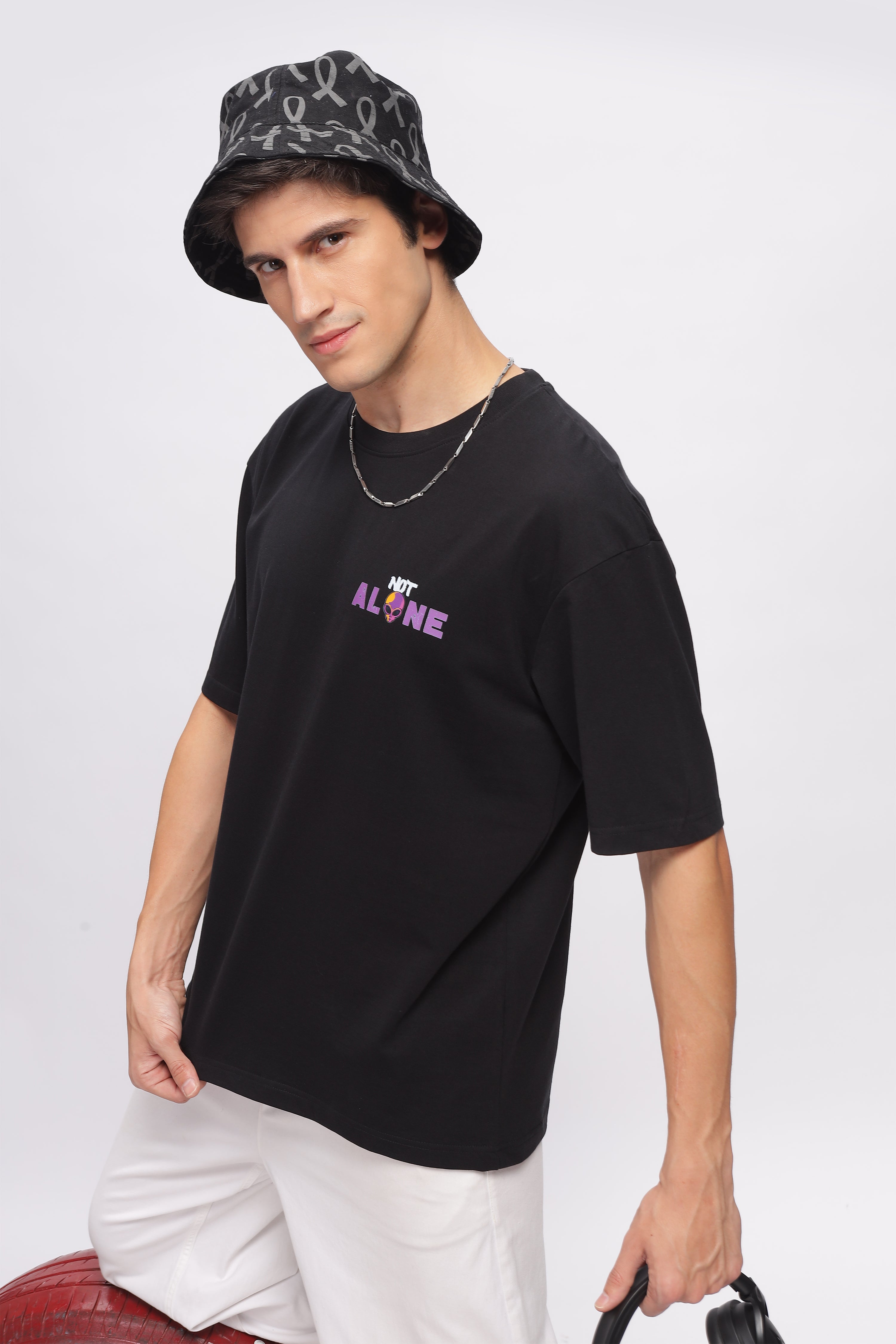 We are Not Alone -Oversized- Black-Unisex T-shirt