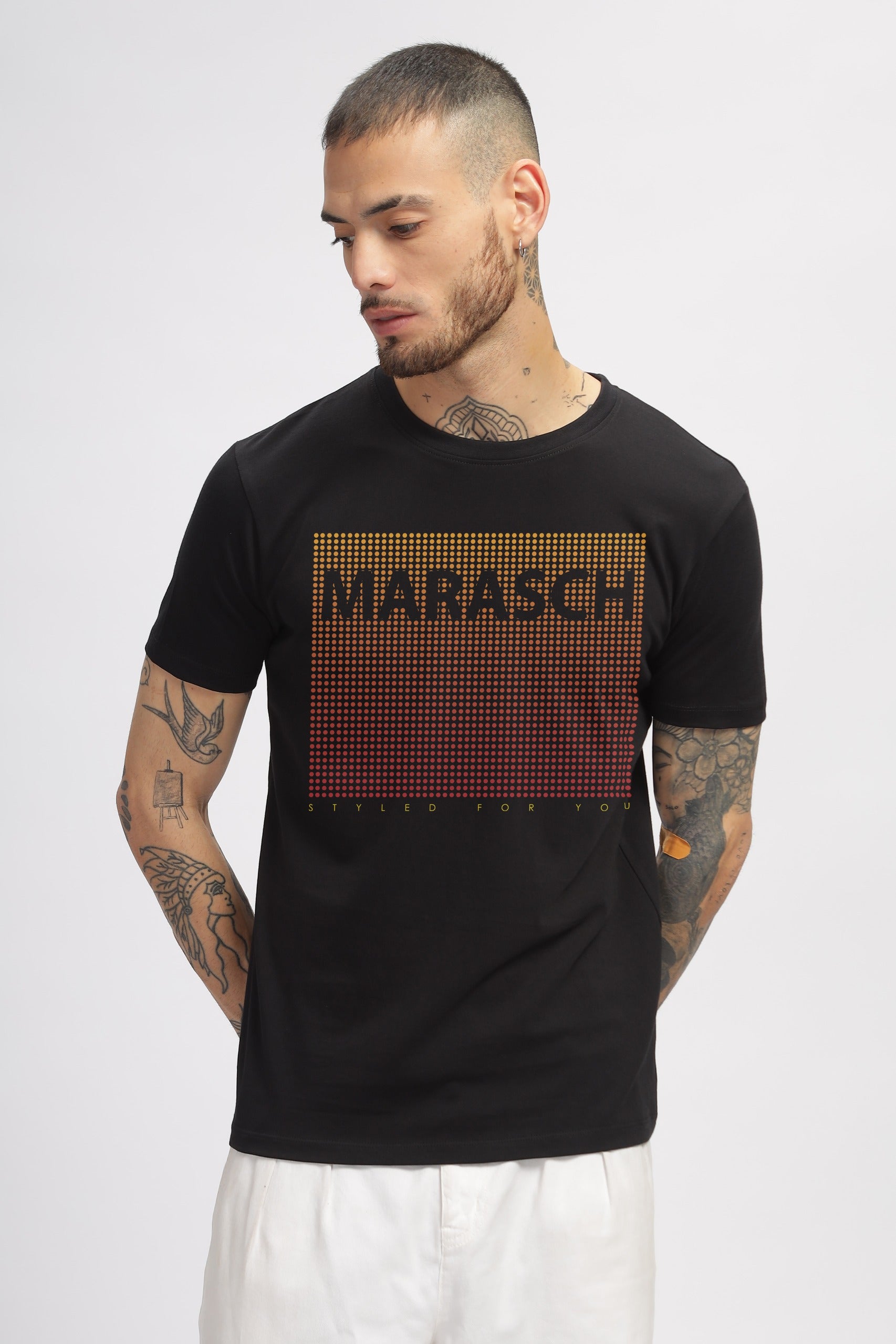 PRINTED CREW- MARASCH- BLACK