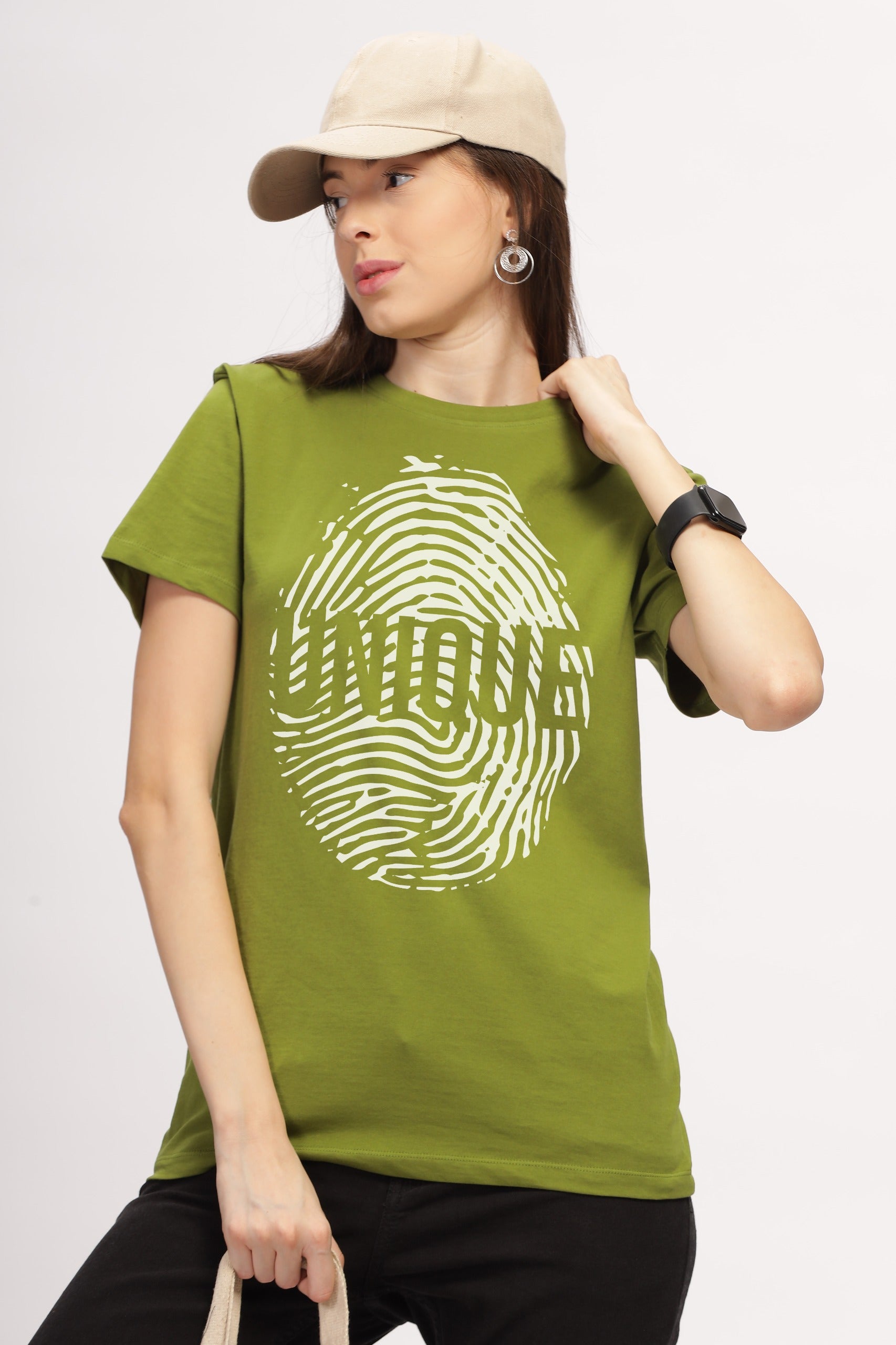 PRINTED CREW- UNIQUE - CEDAR GREEN