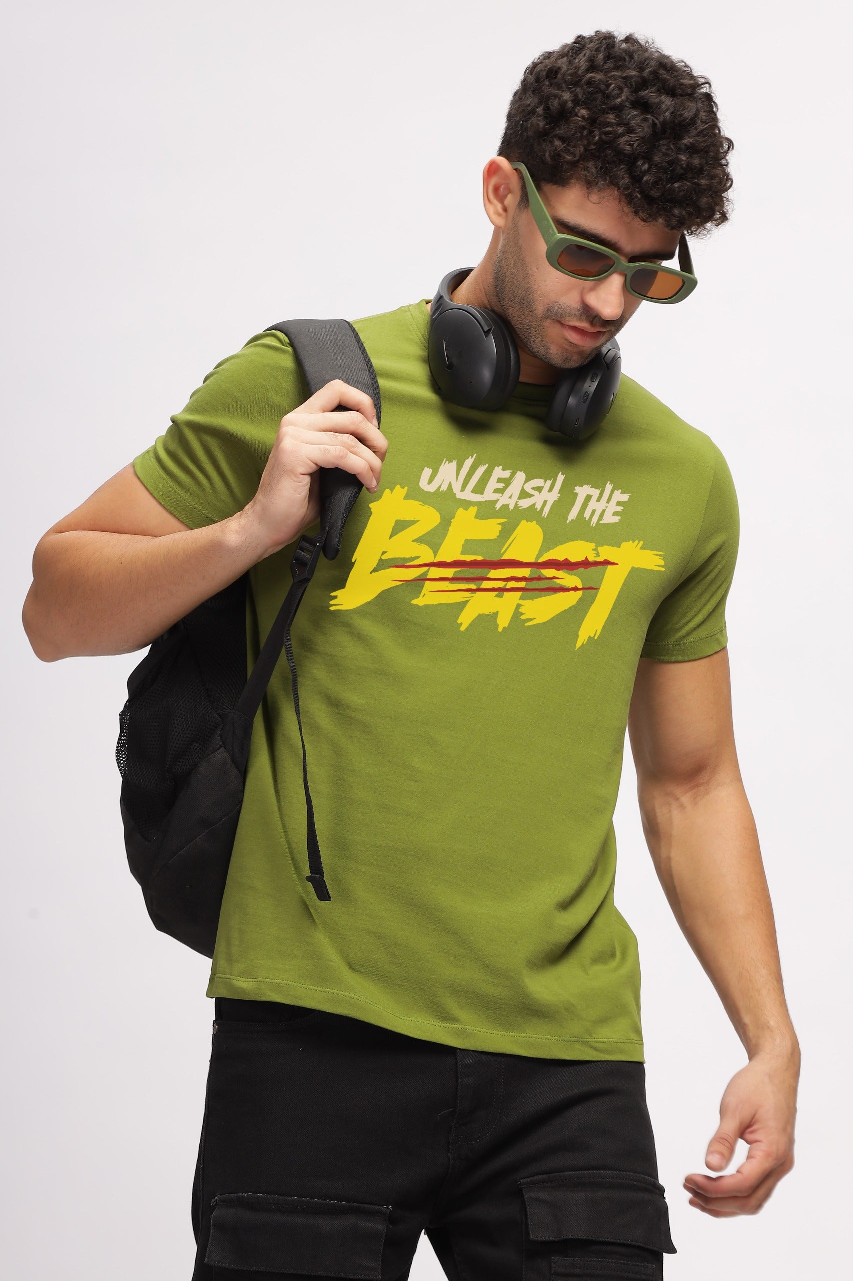 PRINTED CREW- BEAST - CEDAR GREEN